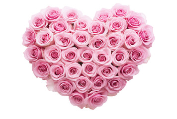 Beautiful pink roses forming a heart, png