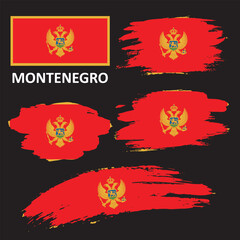 Set of vector flags of Montenegro