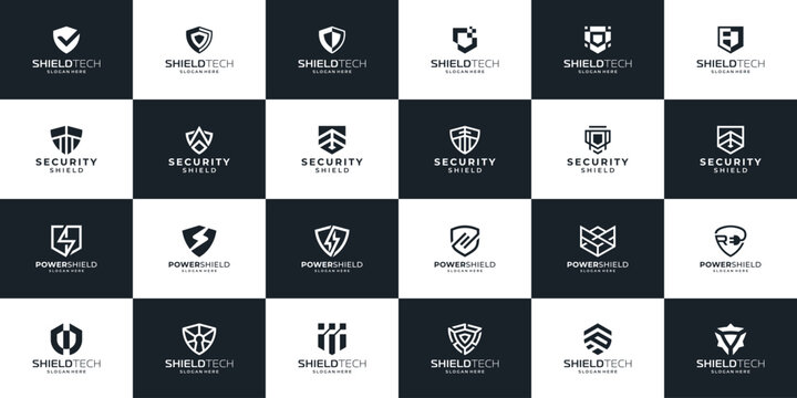 Set of Shield logo design element. Abstract Security, Protection, Guardian logo template.