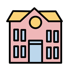 City Buildings School Filled Outline Icon