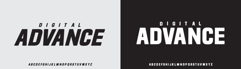 modern bold heavy font. typography urban style alphabet fonts for fashion, sport, technology, digital, movie, logo design, vector illustration - obrazy, fototapety, plakaty