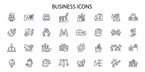 Business icon set.vector.Editable stroke.linear style sign for use web design,logo.Symbol illustration.