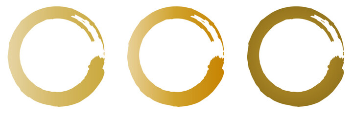 筆　丸　かすれ　円　和風　手描き ゴールド　金丸	セット