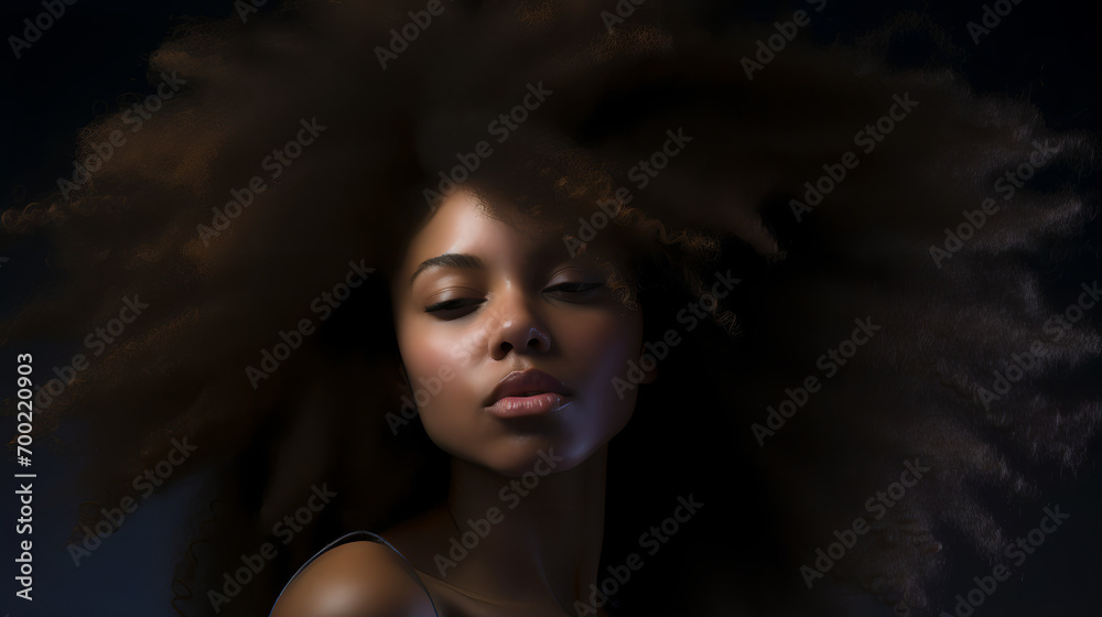 Sticker portrait of a woman with afro hair