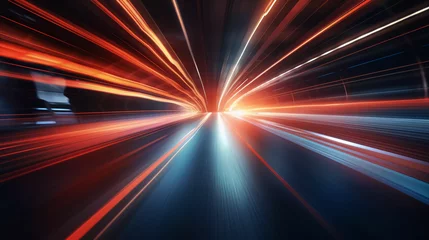Foto op Plexiglas Motion blurred car light tracks in the tunnel  © Business Pics