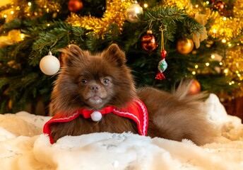 Zwergspitz Weihnachten Hund Baum Weihnachtsbehang Tier Spitz 