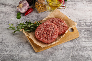 Raw burger cutlet for grill