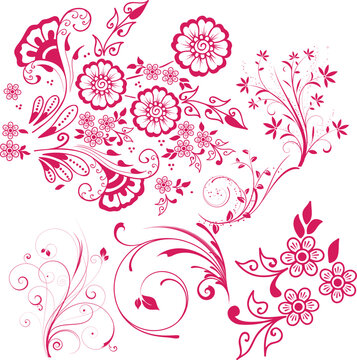 Free vector pink decorative floral background elements.
