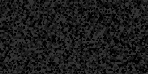 Abstract Black and gray square triangle tiles pattern low poly mosaic background. Modern seamless geometric dark black pattern background with lines Geometric print composed of triangles. - obrazy, fototapety, plakaty