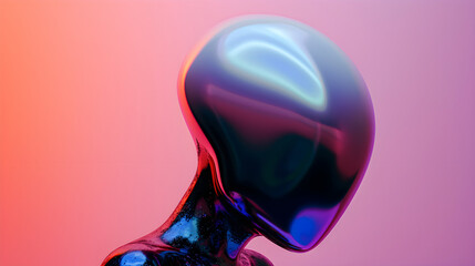 Iridescent Colorful Alien With White and Black Head and Pink Background