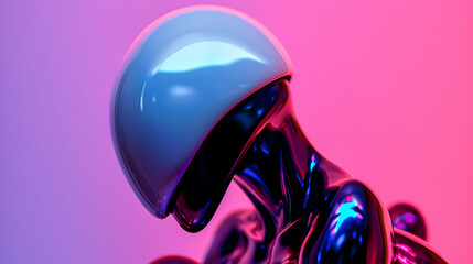 Iridescent Colorful Alien With White and Black Head Profile And Dramatic Lighting