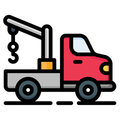  tow truck, crane truck, car breakdown, car, vehicle, transportation Filled Outline Icon