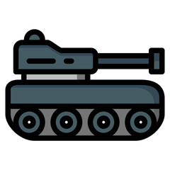  tank, military, army, weapons, vehicle, transportation Filled Outline Icon