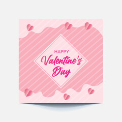 Happy Valentine's Day. Baground square art with line shape templates. Suitable for social media posts, banners design and web ads, invitation. Illustration vector