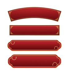 Simple Chinese Asia classic pattern, red gold luxury tittle frame banner, text box, voucher, coupon, button, cta.