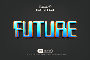 Future Text Effect Blue Shiny Style. Editable Text Effect.