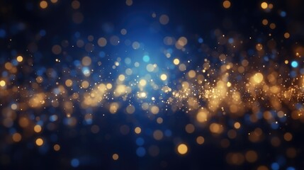 blue and gold glow particle abstract bokeh background