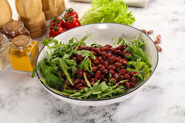 Red canned beans with arugula