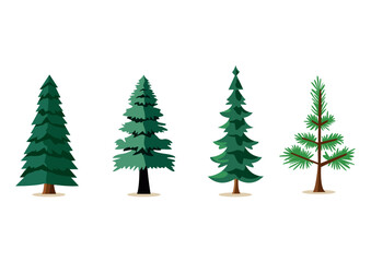 Christmas trees set vector illustration