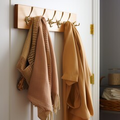 a coat rack with clothes on it - obrazy, fototapety, plakaty
