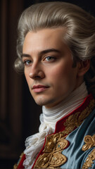Realistic portrait of Austrian composer Wolfgang Amadeus Mozart - obrazy, fototapety, plakaty