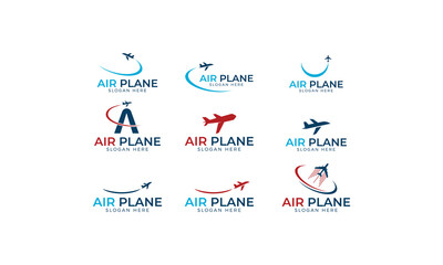 Set Airplane icon vector illustration design Logo Template
