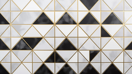 Abstract golden black and white gray geometric marble stone tiles, marbled mosaic tile wall texture background, copy paste area for texture