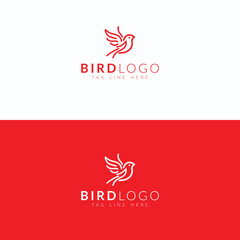 A Logo With a Bird in the white and red background