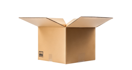 Open empty cardboard box cut out