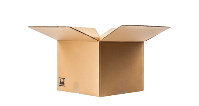 Open empty cardboard box cut out