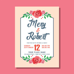 Free vector beautiful blooming Floral wedding invitation card template design set