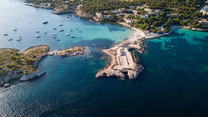 SPAIN - MALLORCA Drone view for a beautiful 
mediterranean bay