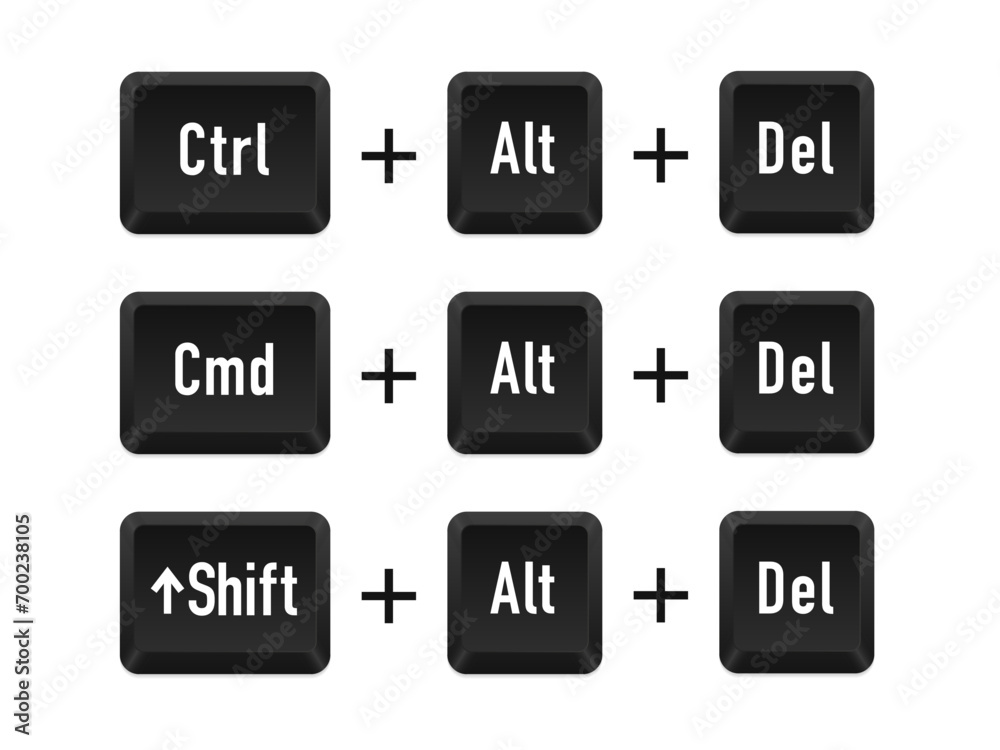 Poster ctrl alt del shortcut keys. keyboard keys. shift alt del. computer button. computer keyboard button 