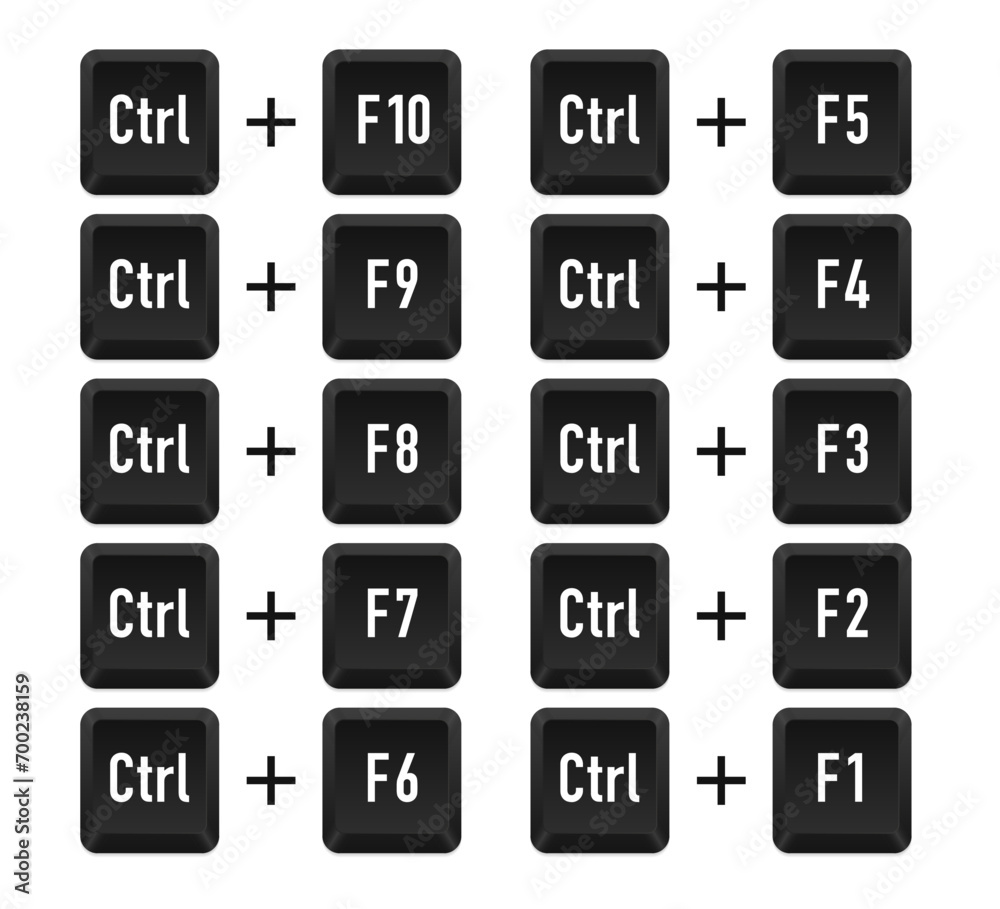 Poster ctrl and f10, f9, f8, f7, f6, f5, f4, f3, f2, f1 for switch between open program. keyboard keys. shi