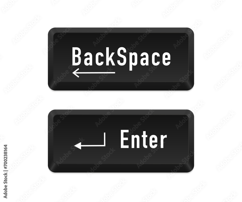 Poster enter and backspace symbol. keyboard keys. computer button. computer keyboard button set. vector ill