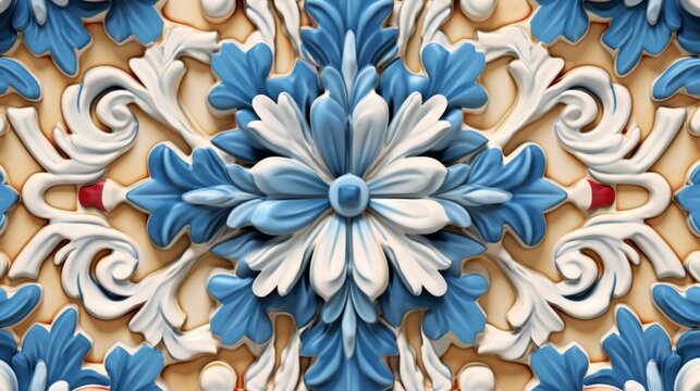 A tile with a floral design is shown Generative (1)Ai Generative