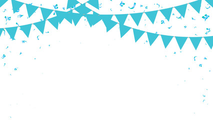 Bunting hanging banner Blue flag triangles party decoration - obrazy, fototapety, plakaty