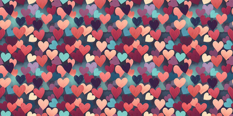 beautiful wallpaper with drawings of multicolored hearts