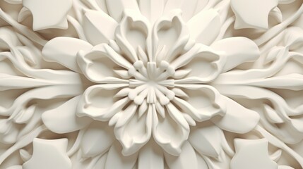White tile with a floral design on the top (1) Ai Generative