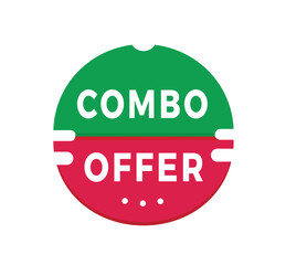 Combo offer banner - icon, sticker design with megaphone. Flat style vector illustration isolated on white background.