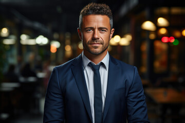 Fototapeta premium Leadership in Action: Middle-Aged CEO