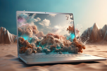 Shang Dynasty-Inspired Laptop in Vibrant Energy