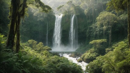 Fototapeta premium Waterfall in the Tropical Forest