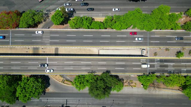 Aerial Drone Video of Boulevard Lazaro Cardenas Traffic in Guadalajara