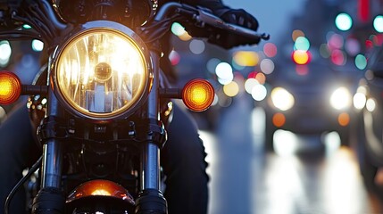 A stylish and speedy motorcyclist, embracing the urban hustle on their powerful bike. - obrazy, fototapety, plakaty