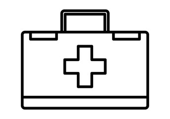 Icono negro de botiquín en fondo blanco.