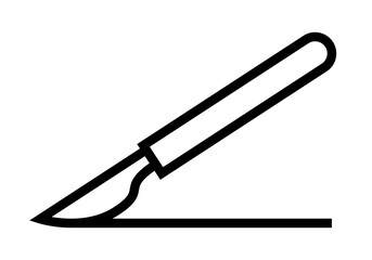 Icono negro de bisturí en fondo blanco.