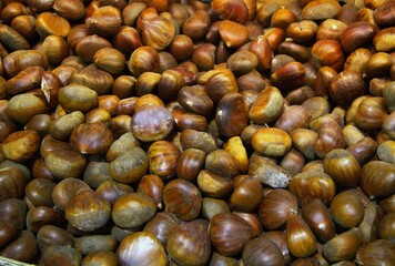Edible chestnuts in a shop