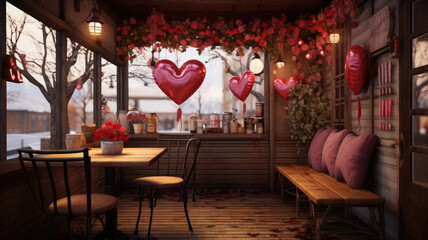 Romantic Valentine's Day Cafe Interior