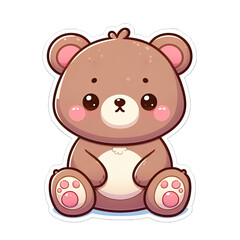 Obraz na płótnie Canvas Generative AI Cute Little Bear Sticker, cute little baby bear sticker, cool little bear stickers, Little baby brown bear Sticker, adorable little bear stickers, adorable baby brown bear stickers